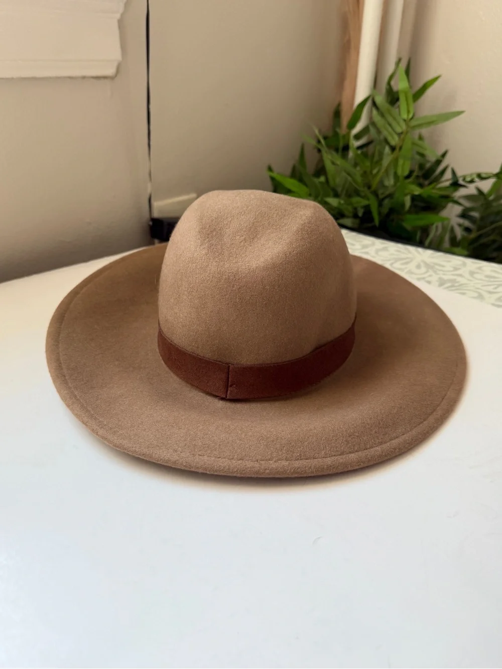 Free People Beaumont Wool Hat Suede Band Wide Brim Fedora Boho Western Festival